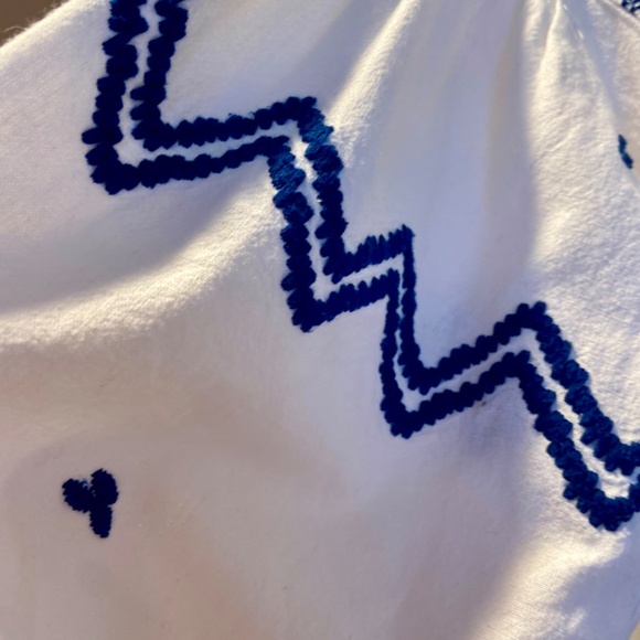 Zara Size Small Boho Blouse w/ Blue Embroidery & Tassel Detail - Picture 6 of 13